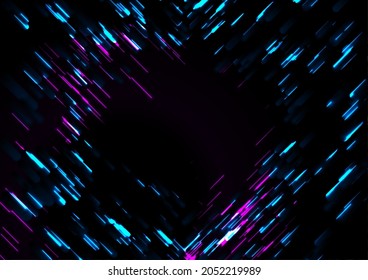 Abstract blue purple glowing neon lines tech background. Laser glitch effect retro graphic design. Vector illustration