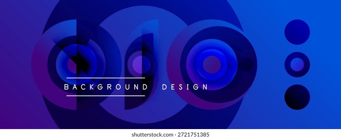 Los Abstractas círculos degradados de color púrpura azul crean un fondo dinámico. El texto lee el diseño de fondo. Elemento visual moderno.