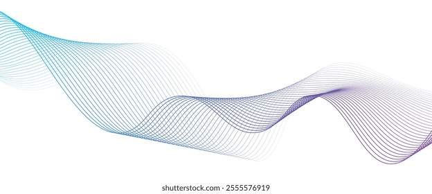 Abstract blue purple gradient flowing wave lines on white background. Modern colorful wavy lines pattern design element. Suit for poster, website, banner, presentation, cover, brochure, flyer, header