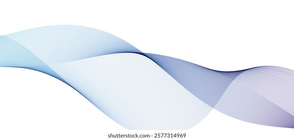 Abstract blue purple gradient flowing wave lines on white background. Modern colorful wavy lines pattern design element. 