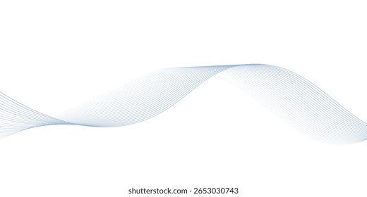 Abstractas gradiente púrpura azul que fluye líneas de onda sobre fondo blanco. Elemento moderno de diseño de patrón de líneas onduladas de colores. Conveniente para el Anuncio, cubierta, cartel, Sitio web, presentación, folleto, volante

