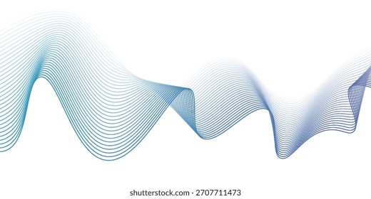 Abstract blue purple gradient flowing wave lines on white background. Modern colorful wavy lines pattern design element. Suit for poster, website, banner, presentation, cover, brochure, flyer, header