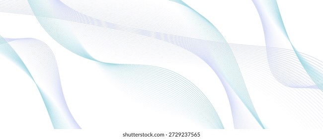 Linhas de onda de fluxo de gradiente roxo azul abstrato sobre fundo branco. Elemento de design de padrão de linhas onduladas coloridas modernas. Terno para cartaz, site, banner, apresentação, capa, brochura, panfleto, cabeçalho