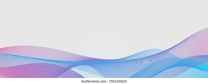 Resumen de diseño de ondas de gradiente azul y púrpura, fondo de red digital, concepto de comunicación vectorial, espacio en blanco
