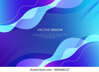 Abstract blue purple gradient wave line vector on dark background. Simple and modern element design. Colorful digital dynamic elegant flow waves. Futuristic technology concept. Vector illustration