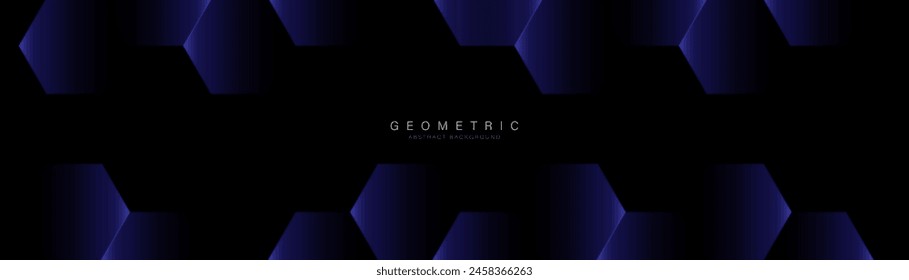 Abstract blue and purple hexagon background. Futuristic digital hi-technology horizontal banner. Vector