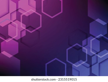 Abstract blue and purple hexagon with binary code background, Digital technology background.  for business presentation, banner, cover, web, flyer, card, poster, game, texture, slide, magazine