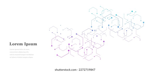 hexágono púrpura azul abstracto, fondo de textura geométrica, tecnología científica, concepto de red