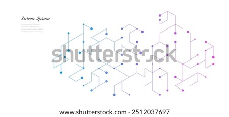 abstract blue purple hexagon. geometric circuit texture background. scientific technology. network concept.