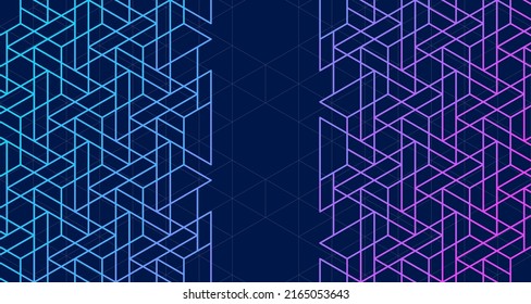 hexágono púrpura azul abstracto, imagen de red o eléctrica, fondo de textura geométrica, tecnología científica, concepto de ingeniería