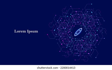 abstract blue purple hexagon, network image, geometric texture background, scientific technology, futuristic concept
