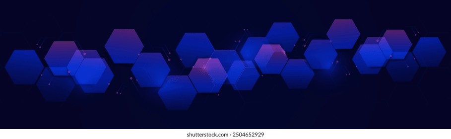 Fondo de patrón de Formas hexagonales azul y púrpura Abstractas. Concepto de tecnología digital futurista. Ilustración vectorial