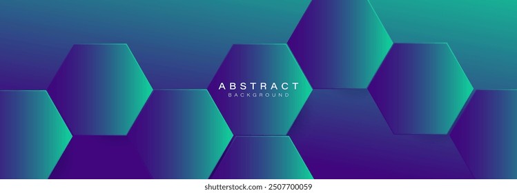 Abstract blue and purple hexagon shapes pattern background. Futuristic digital technology concept. Vector illustration