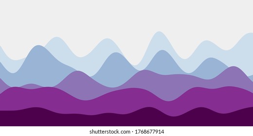 Abstract blue and purple hills background. Colorful waves in a powerful vector illustration.
