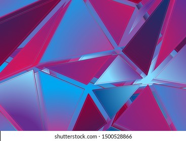 Abstract blue purple hi-tech geometric low poly background with triangles. Vector design