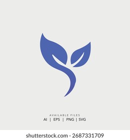 Abstrakte blaue und violette Blatt Logo Vektor, Moderne geometrische Spross Wachstum Symbol Design, Professionelle Natur Wellness Branding Emblem
