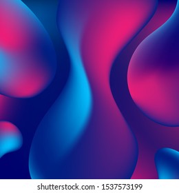 Abstrakter, blauer und violetter, flüssiger Hintergrund. Glühende Retro-Wellen, Vektordesign