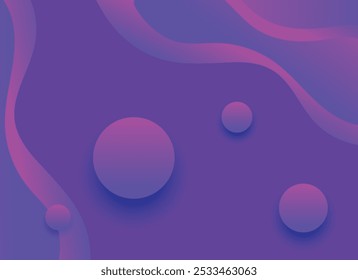 Abstract blue and purple liquid wavy shapes futuristic banner. Glowing retro waves vector background