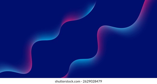 Abstract blue and purple liquid wavy shapes futuristic banner. Glowing retro waves simple art