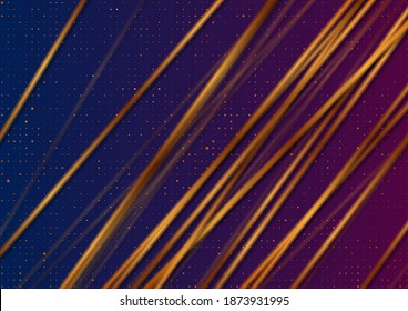 Abstract blue purple luxury geometric background with golden lines. Vector design