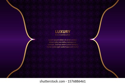 Abstract blue purple paper overlapping layers background a combination with golden texture line decoration. Luxury and premium concept vector design template for use element modern cover, banner, card