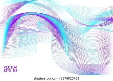 Resumen de patrón azul y púrpura con ondas. Textura lineal a rayas. Vector. Ilustración 3D