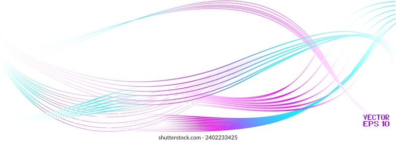 Abstract Blue and Purple Pattern with Waves. Striped Linear Texture. Vector. 3D Illustration