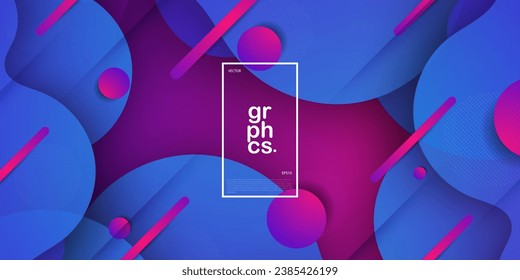 Abstract blue, purple and pink gradient geometric wave background. Fluid color gradation. Dynamic pattern and colorful banner concept. Eps10 vector