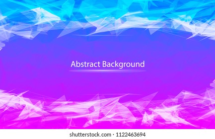 Abstract Blue Purple polygonal surface background. Low poly mesh design with connecting dot and line. Connection triangle structure. Vector geometry futuristic decoration. Greeting card.