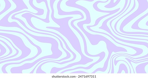 Abstrakte blauviolette psychedelische Wellen drucken Hintergrund. 1970er trippelndes nahtloses Muster. Marmor Acryl Wirbel Muster. Y2k-Stil.