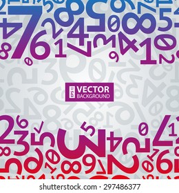 Abstract blue, purple and red gradient random numbers on light grey digits background seamless pattern. RGB EPS 10 vector illustration