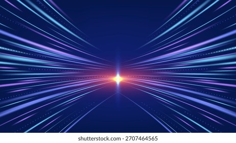 Abstract blue and purple technology background showcasing high speed data transfer and communication streams. future concepts, modern business, global network, and digital connection