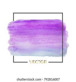 Abstract Blue, purple watercolor splash with square frame, Abstract of fluid ink, acrylic dry brush strokes, stains, spots. Background for your modern design, cover, template, decorated, flyer, banner
