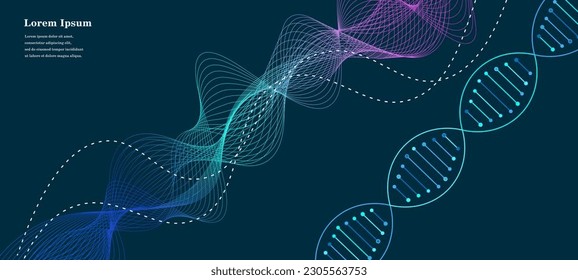 abstract blue purple wave, geometric DNA texture background, scientific technology, genetic concept