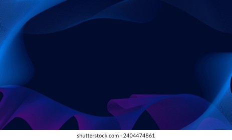 las ondas abstractas azul y púrpura no tienen efecto de color en un fondo oscuro, abstraen un fondo 