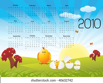 abstract blue rays background with easter pattern calender