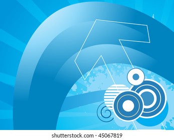 abstract blue rays background with grungy circle, arrowhead
