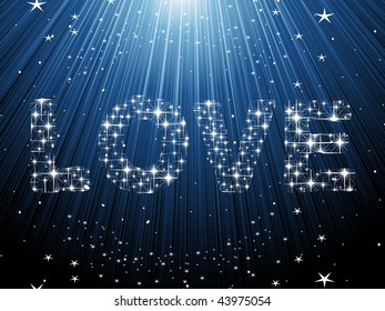 abstract blue rays with twinkling star background, vector wallpaper