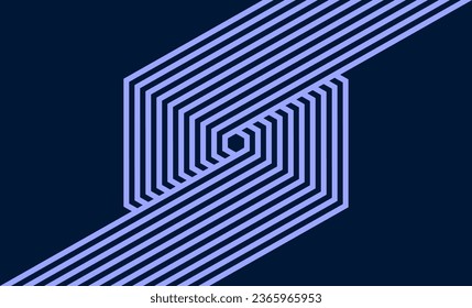 Abstract blue rectangle hexagon lines on dark background, futuristic technology modern geometric stripes lines - vector