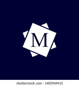 abstract blue rectangles m logo letter design concept