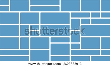 Abstract Blue Rectangles and Squares Arranged in a Mosaic Pattern for Modern Background Design and Creative Graphic Applications Providing Visual Interest and Geometric Harmony
