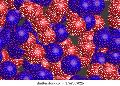 Abstract Blue Red Balls 3D Seamless Illustration