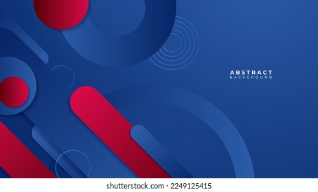 Abstract blue red banner geometric shapes background. Vector abstract graphic design banner pattern presentation background web template.