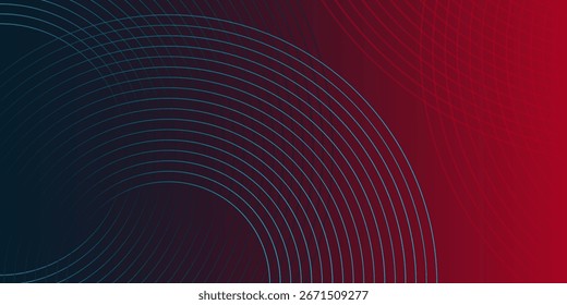 Fondo degradado azul, rojo y negro Abstractas con líneas geométricas brillantes. Modelo brillante moderno de la línea del círculo.