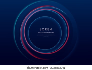 Abstract blue and red circle neon light effect background. You can use for science, poster, technology, business presentation. Vector illustration