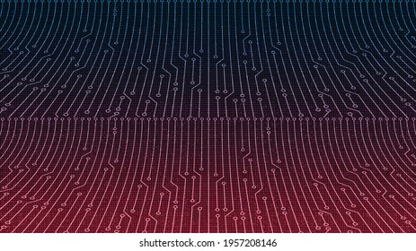 Abstract Blue And Red Circuit Board Technology Background,Digital and Connection Concept design,Vector illustration