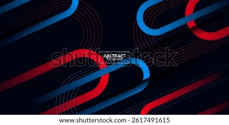 Abstract blue and red color frame 3D background. Overlapping squares with shadow and line pattern. Vector Eps10