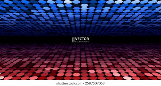 Abstract blue and red digital disco circle mosaic background. RGB EPS 10 vector illustration