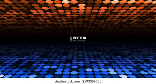 Abstract blue and red digital disco circle mosaic background. RGB EPS 10 vector illustration
