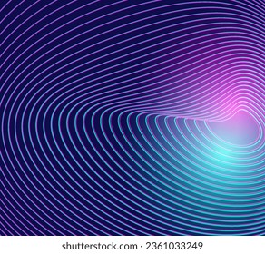 Abstrakte blaue und rote, dynamische Linienstruktur, gepunktete Textur, dunkelblauer Hintergrund mit Kopienraum. Modernes, futuristisches, einfaches Punktmuster